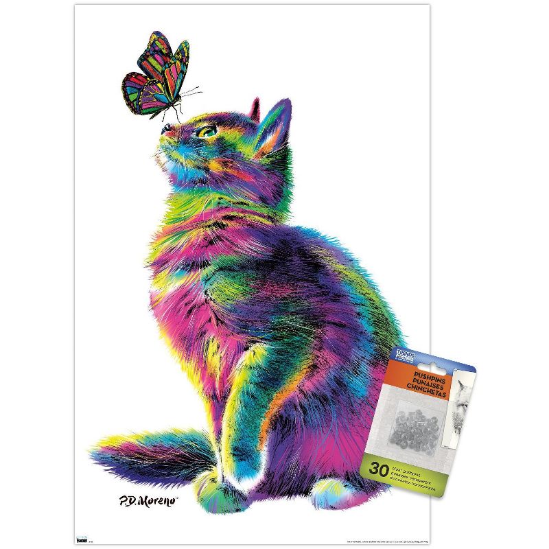 Trends International PD Moreno - Cat and Butterfly Unframed Wall Poster Prints, 1 of 7