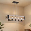31.5" Farmhouse Industrial Rope Chandelier with Metal Cage Frame, 5-Light Fixture, Adjustable Chain for Dining Room, Kitchen, or Living Space - 4 of 4