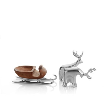 Nambe Miniature Figurine Set - Sleigh with Reindeer