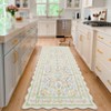 Scalloped Floral Rug Washable Non-Slip Boho Hallway Rug Soft Carpet for Kitchen, Bathroom, Laundry, Entryway - 2 of 4