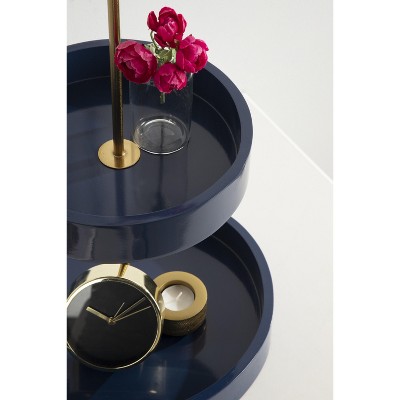 Lipton Glamorous Navy Blue and Gold Round Two-Tier Tray