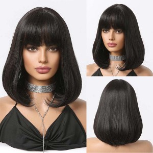 Jessie's Wig 16 Inch Bob With Bangs Synthetic Wigs Black 1 Pc/Pack - 1 of 4