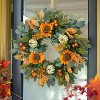 Attop Fall Wreath for Front Door 24 Inch Artificial Sunflower and Pumpkin Fall Wreath with Berries, Autumn Harvest Fall Wreaths - 3 of 4