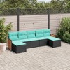 vidaXL Patio Sofa Set Black PE rattan, powder-coated steel 7 Piece Set - Black Without table - 2 of 4