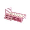 NicBex Twin Wood Platform Bed Frame with Removable Shelves and 2 Storage Drawers,Soild Wood Bed Frame with Headboard,Easy Assembly,Pink - 3 of 4