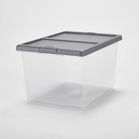 Clear Plastic Storage Bins with Clip-Lock Lids, 16x11x7 in.