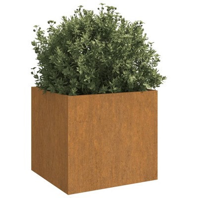 Rusty Corten Steel Outdoor Garden Planters Set
