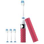 Pursonic S53-PL Portable Sonic Toothbrush in Pink with 3 Brush Heads
