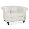 Dolonm Modern 1-Seater Sofa: Black PU Leather, 220LB Capacity, Birch Legs & Staggered Tufting Study/Bedroom Essential - 3 of 4