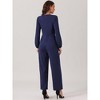 Seta T Women's V Neck Long Sleeve High Waist Wide Leg Casual Jumpsuits with Pockets - 4 of 4
