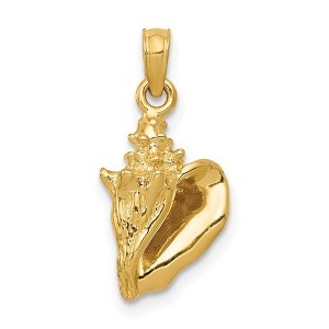 Black Bow Jewelry 14k Yellow Gold 3D Conch Shell Pendant, 10mm - 1 of 4