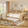 KIGFTSOD Wooden Full Size Daybed with Storage Shelves, Multi-functional Bed with Twin Size Trundle Bed and Study Desk - 3 of 4