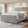 Queen Size Beige Platform Bed Frame, 50.2 in Headboard, Upholstered Bed Frame, Vertical Channel Tufted, Nailhead Trim, No Box Spring Needed - 2 of 4
