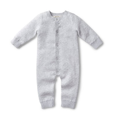 Hope & Henry Baby Jacquard Sweater Romper (grey, 0-3 Months) : Target