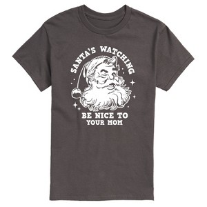 Men's - Instant Message - Santas Watching Be Nice To Mom Short Sleeve Graphic T-Shirt - 1 of 4