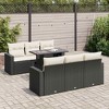vidaXL Patio Sofa Set with Cushions Lounge Conversation Set 7 Piece Poly Rattan - Black and Cream - 2 of 4