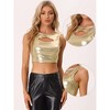 INSPIRE CHIC Women's Metallic Sleeveless Cut Out Party Holographic Crop Tank Tops - 2 of 4