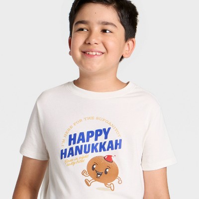 Cat & Jack Boys' Short Sleeve 'Happy Hanukkah' Graphic T-Shirt - Cat & Jack™ Cream M — фото 2