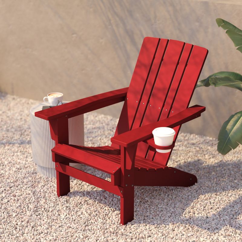 Flash Furniture Halifax Adirondack Chair with Cup Holder, Weather Resistant HDPE Adirondack Chair, 6 of 13