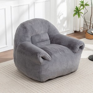 NicBex Fluffy Faux Fur Bean Bag Chair with Optional Ottoman,High Density Shredded Foam Filled Lazy Sofa Chair with Optional Footstool for Adults - 1 of 4