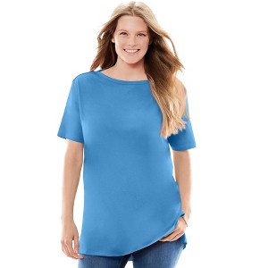 Woman Within Perfect Short-Sleeve Boatneck Tunic - 1 of 4