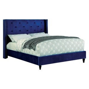Marie Contemporary Wingback Full Bed Navy - ioHOMES, Blue