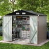 Aoxun 10x10 FT Garden Metal Shed – Lockable Outdoor Storage for Tools, Garbage Cans, Bikes, and Mowers – Brown - 2 of 4