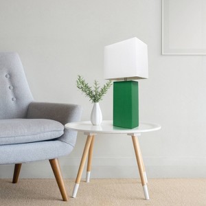 Lalia Home Lexington 21" Leather Base Table Lamps with Fabric Shade - 1 of 4