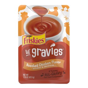 Friskies Gravies Lickable Roasted Chicken Flavor Wet Cat Food - 1.55oz - 1 of 4