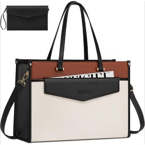 15.6'' Laptop Tote Purse 2-in-1 Professional Business Briefcase with Clutch Purse, Waterproof Leather - 1 of 4
