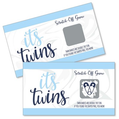 Big Dot of Happiness It's Twin Boys - Blue Twins Baby Shower Game Scratch Off Cards - 22 Count