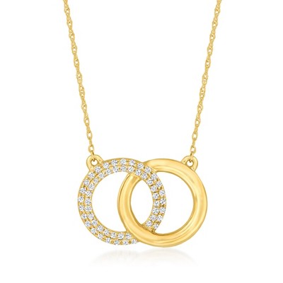 Pure Collection by Ross-Simons 0.25 ct. t.w. Pave Diamond Interlocking Circle Necklace in 14kt Yellow Gold