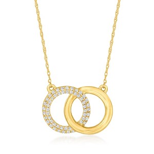 Pure Collection by Ross-Simons 0.25 ct. t.w. Pave Diamond Interlocking Circle Necklace in 14kt Yellow Gold - 1 of 4