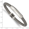 Black Bow Jewelry Stainless Steel & Gray Leather Brushed Freeform Tube Bracelet, 8.25 In - 4 of 4