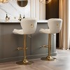 Leovsnove Barstools Set of 2 Modern Swivel Pub Height Barstool, High Dining Chair with Velvet Seat, Backrest, Armless Hydraulic Counter Stool - 3 of 4