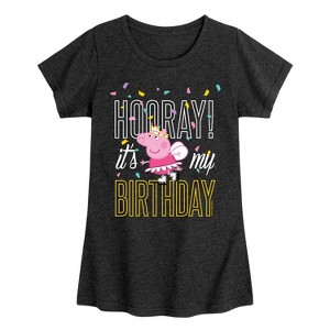 Girls' - Peppa Pig - Hooray It's My Birthday Fitted Short Sleeve Graphic T-Shirt - 1 of 4