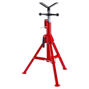 V Head Pipe Jack Stand, 28-52 Inch Adjustable Height, 1/8"-12" Capacity, 2500 lb Load Capacity, Portable Folding Legs - 1 of 4
