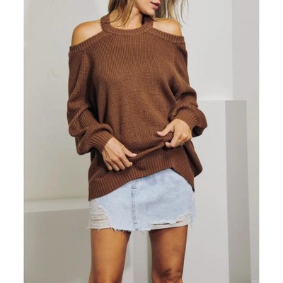Women's CROSS-BACK COLD-SHOULDER SWEATER - J.NNA