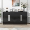 Sideboard Buffet Cabinet with Storage, Adjustable Shelves & Silver Handles for Kitchen - 2 of 4