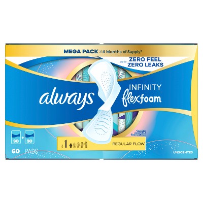 Always Infinity Regular Menstrual Pads - 60ct