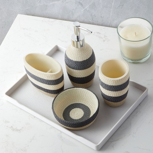 Sweet Home Collection - Twist Bath Accessory Collection, 4 Piece Set