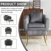 Velvet Accent Chair Set Barrel Chair with Ottoman Modern Club Chair Reading Armchair with Lumbar Pillow - 4 of 4