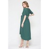 Hello Miz Women's Hi-Low Short Sleeve V Neck Maternity Wrap Dress with Belt - 3 of 4
