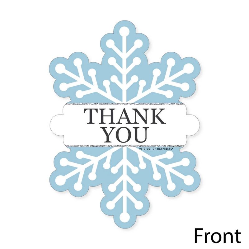 Big Dot of Happiness Winter Wonderland - Shaped Thank You Cards - Snowflake Holiday Party & Winter Wedding Thank You Cards with Envelopes - Set of 12, 3 of 8