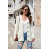 Women's Open Front Cardigan Sweater with Pockets Long Sleeve Cable Knit Button Loose Cardigan Sweater - 4 of 4