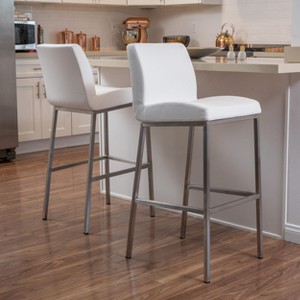 Set of 2 Bar Stools Leather Counter Bar Stools with Metal Frame,Bar Chairs for Dining Rooms,Kitchens Islands-Christopher Knight Home - 1 of 4