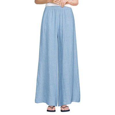 Lands' End Women's Linen High Rise Palazzo Pants
