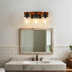 GDFStudio Soren Modern Wooden Wall Lights with Glass Shade and Metal Base - 1 of 4