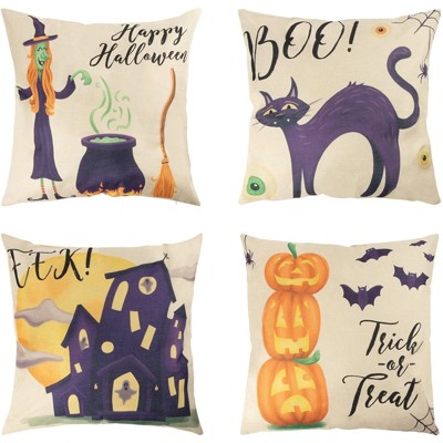 Halloween Spooky Designs Polyester Square Pillow Covers Set