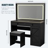 Lycvki 43.3" Makeup Table with LED Mirror and Stool - 3 of 4